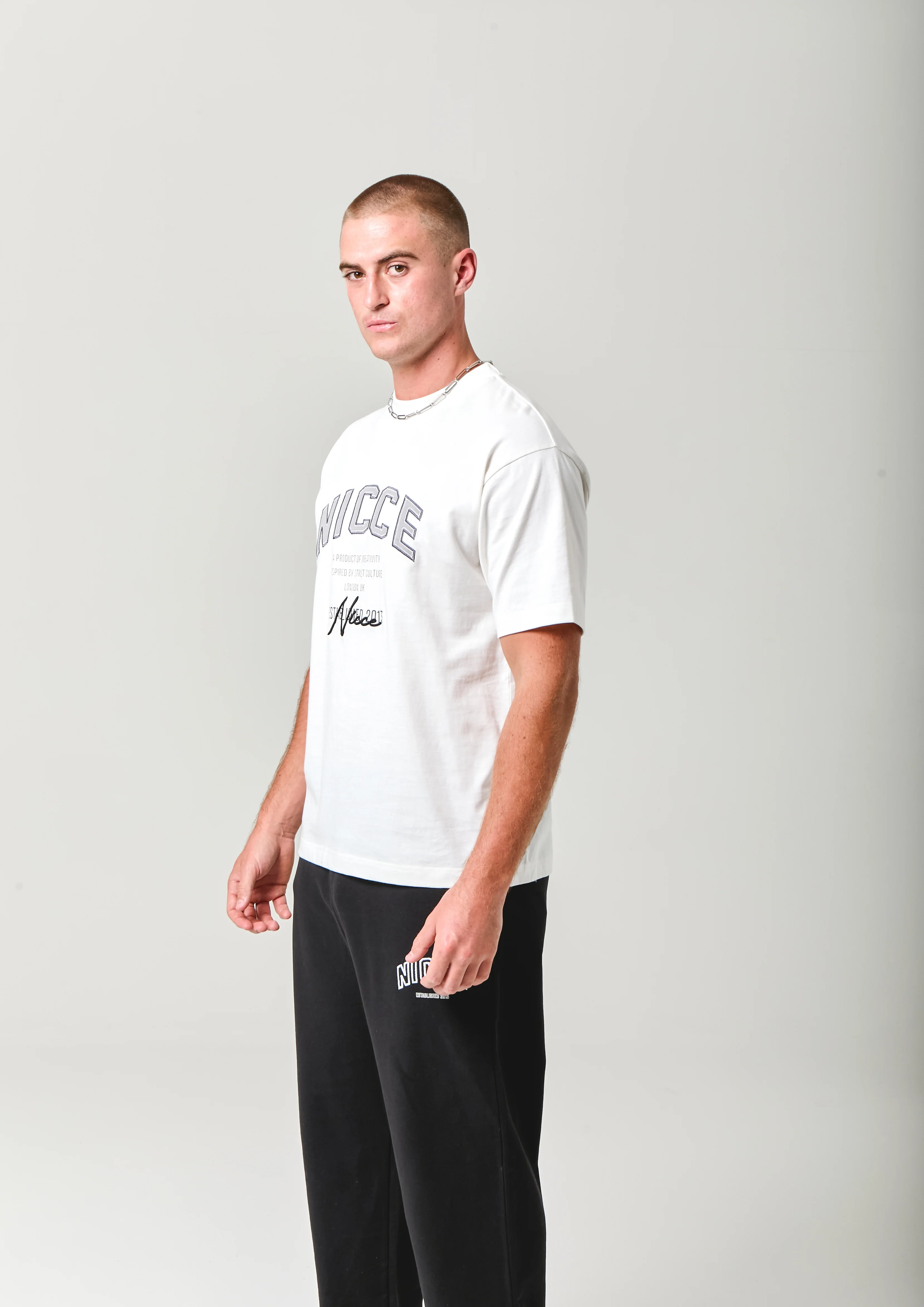 NICCE Mens Elevate Oversized T-Shirt | Off White - Image 3