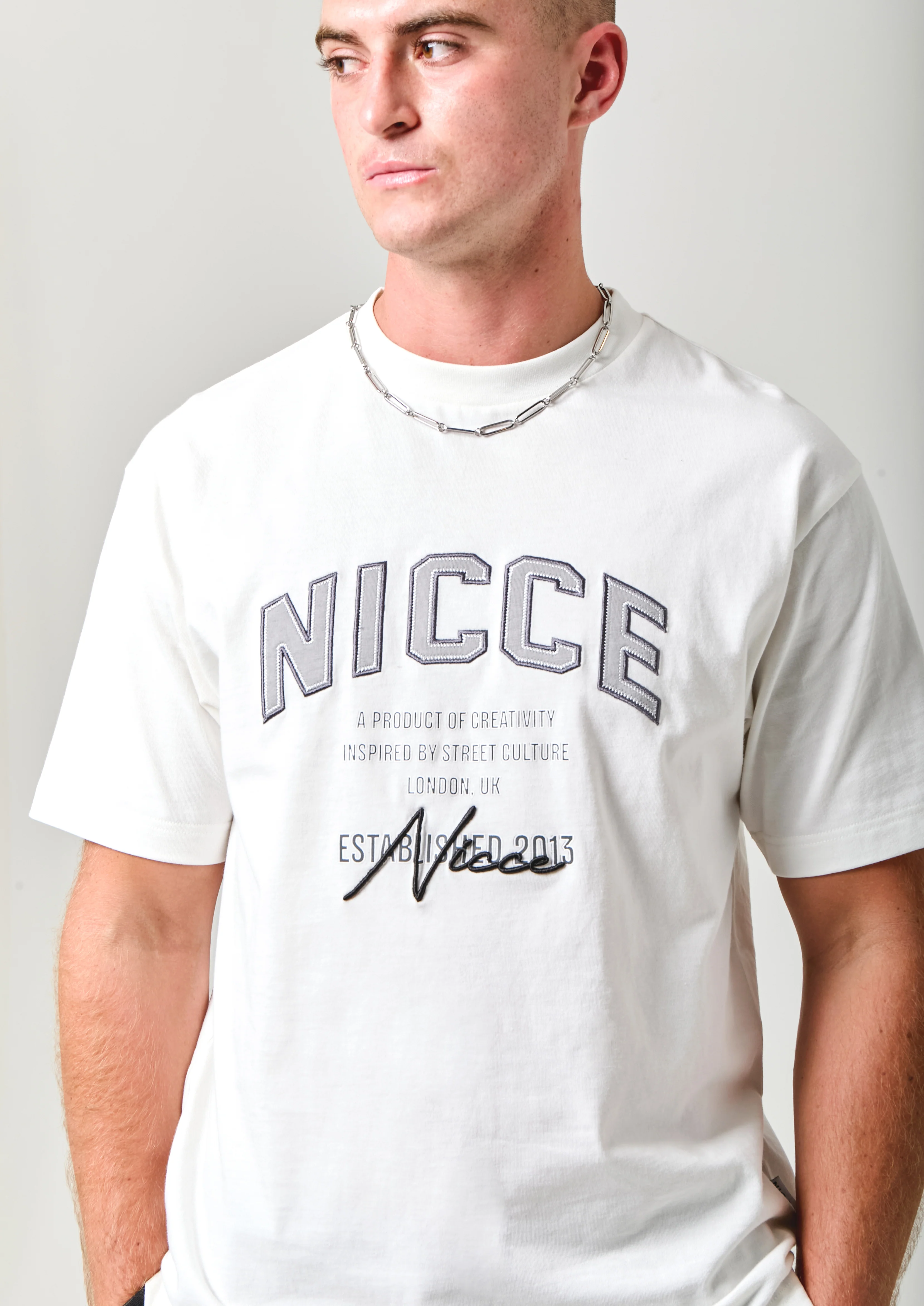 NICCE Mens Elevate Oversized T-Shirt | Off White - Image 4