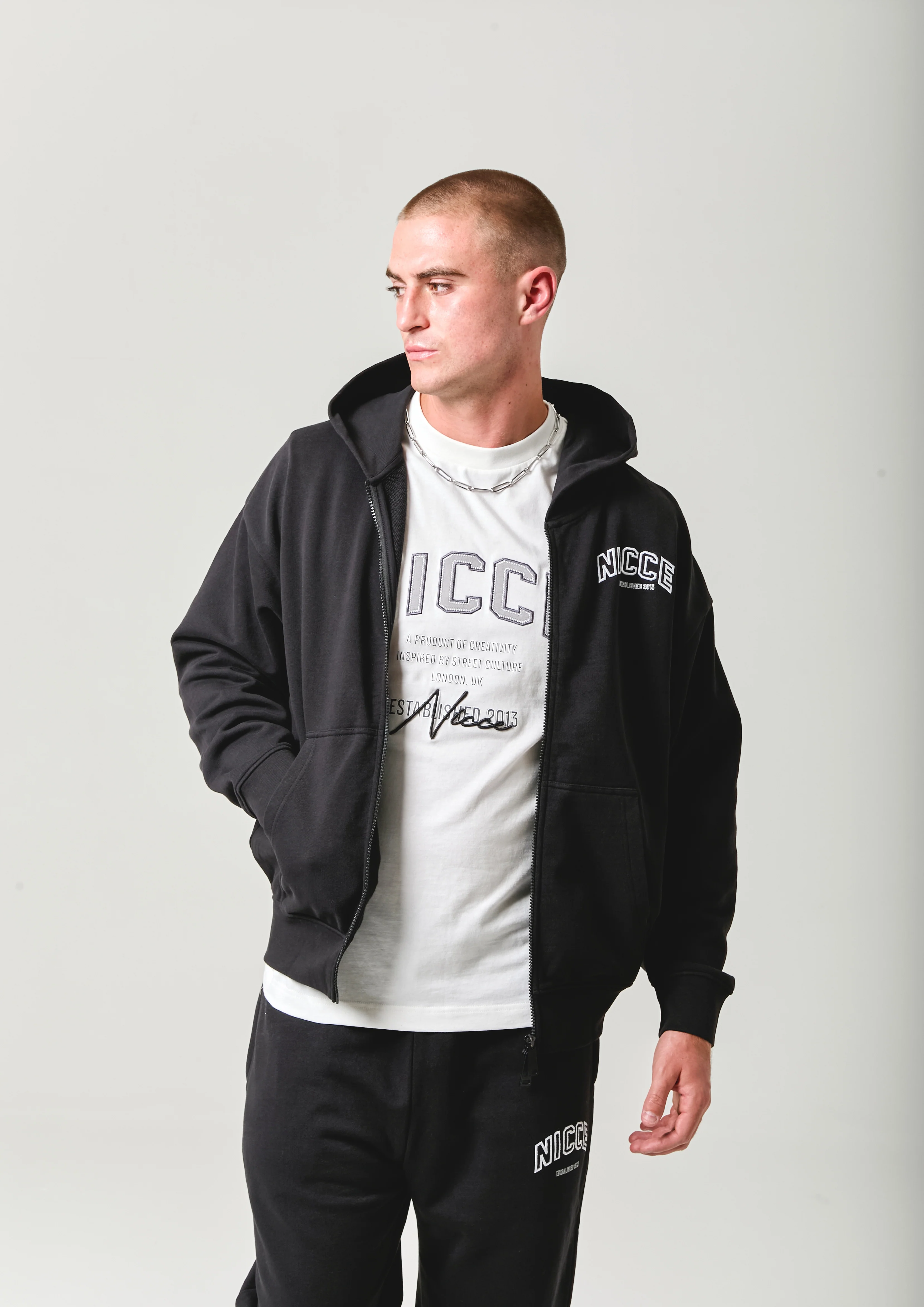 NICCE Mens Elevate Zip Thru Hoodie | Black - Image 5