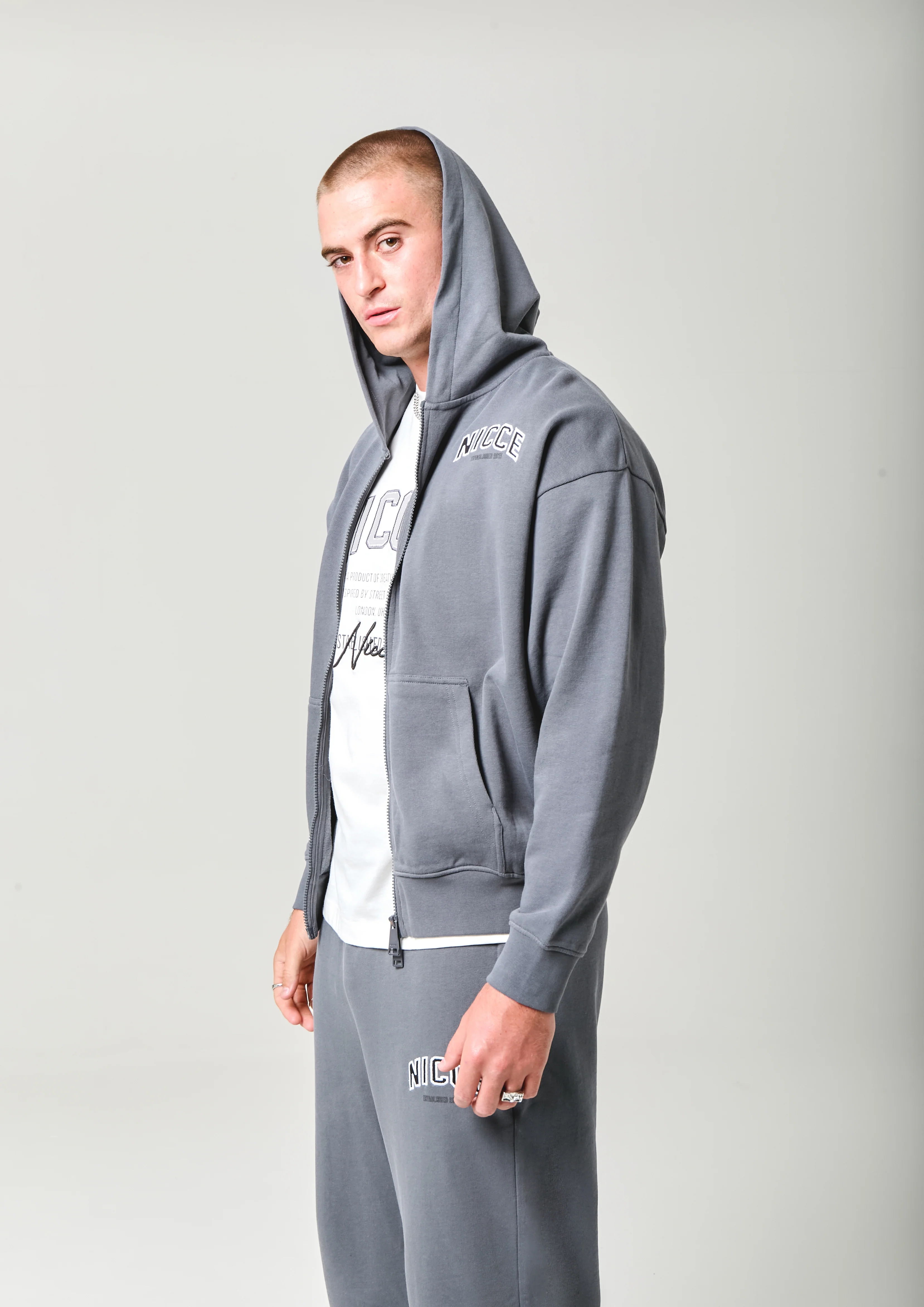 NICCE Mens Elevate Zip Thru Hoodie | Graphite - Image 5