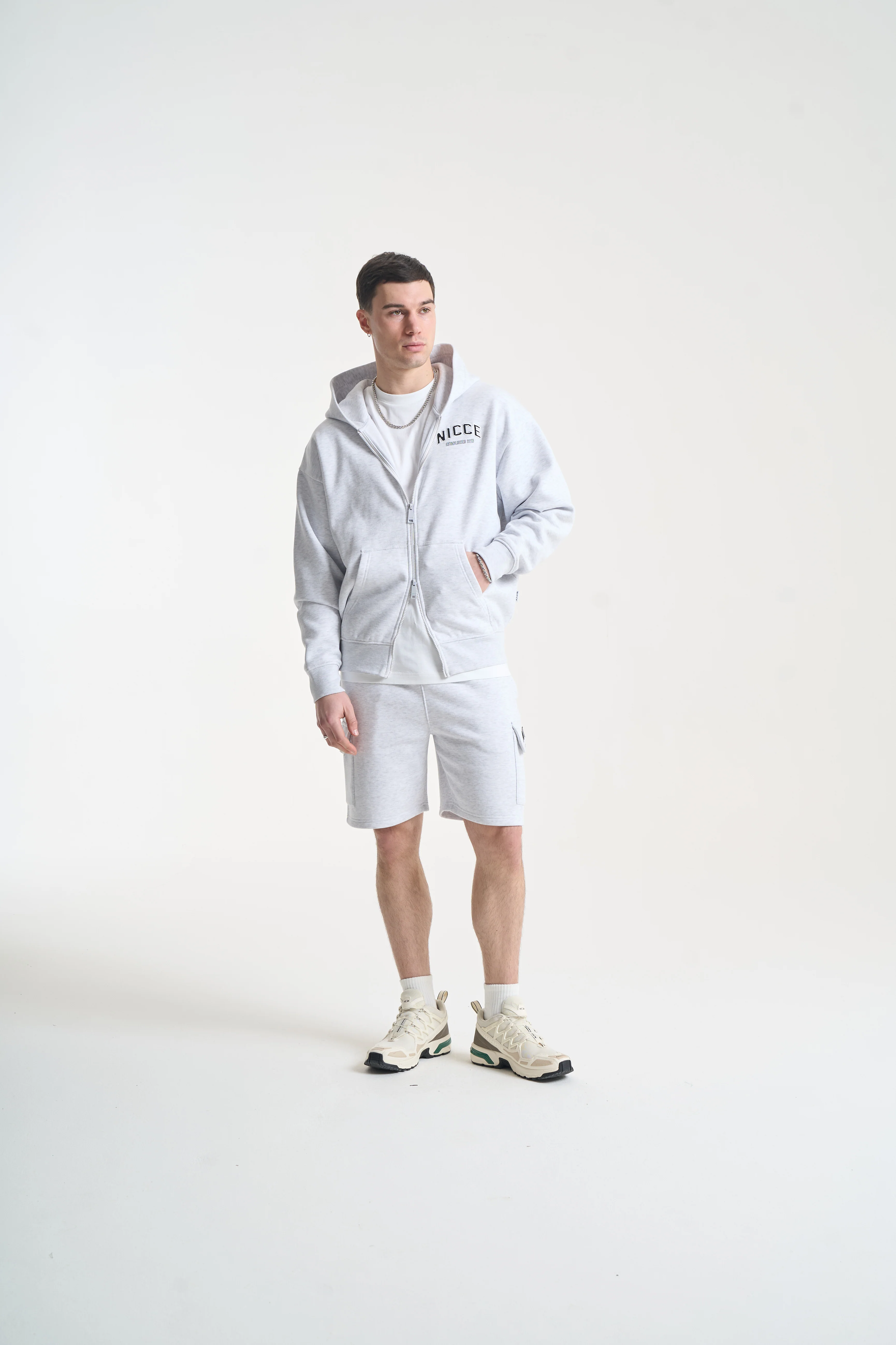 NICCE Mens Elevate Zip Thru Hoodie | Grey Marl - Image 10