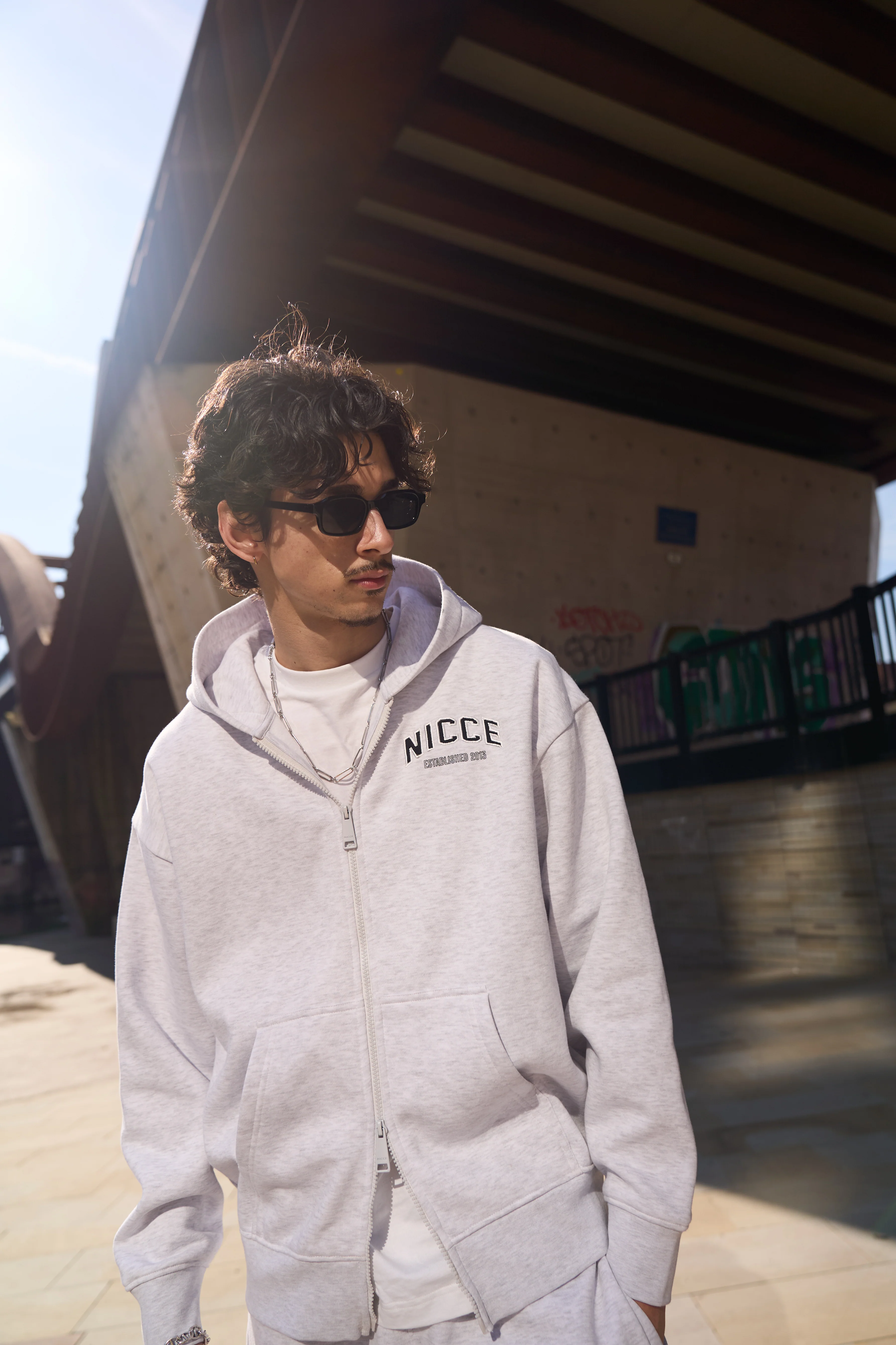 NICCE Mens Elevate Zip Thru Hoodie | Grey Marl - Image 2
