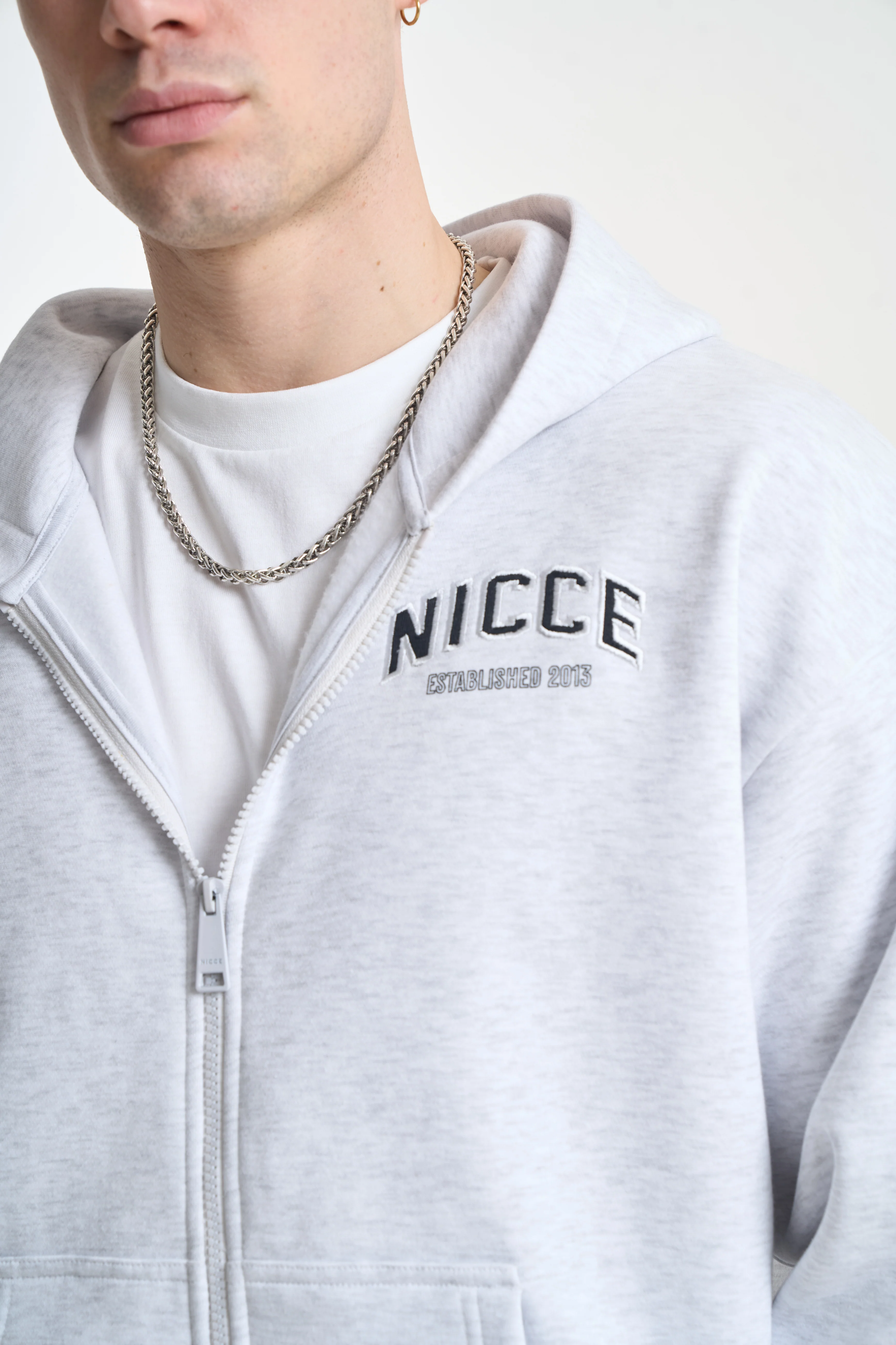 NICCE Mens Elevate Zip Thru Hoodie | Grey Marl - Image 6