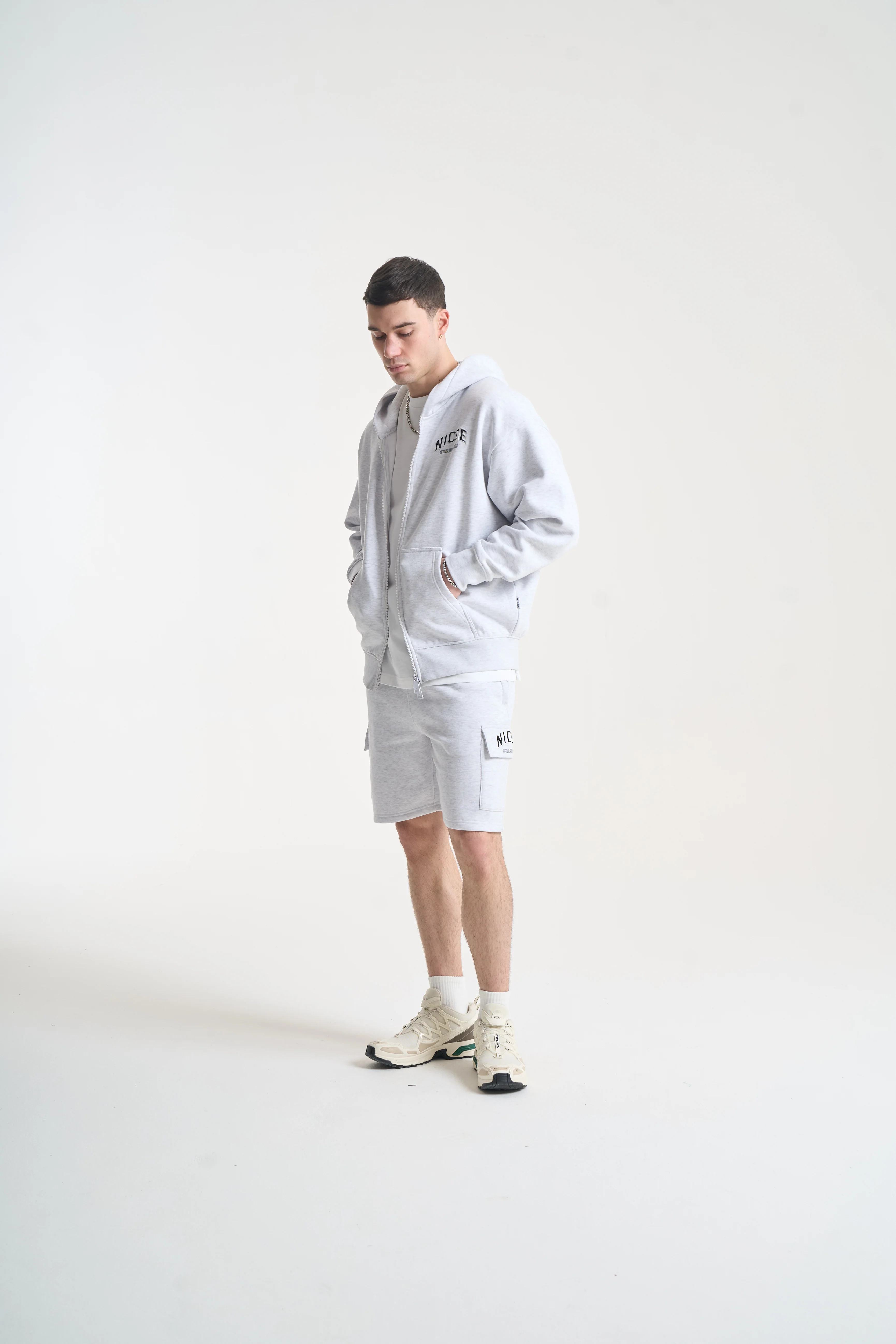 NICCE Mens Elevate Zip Thru Hoodie | Grey Marl - Image 8