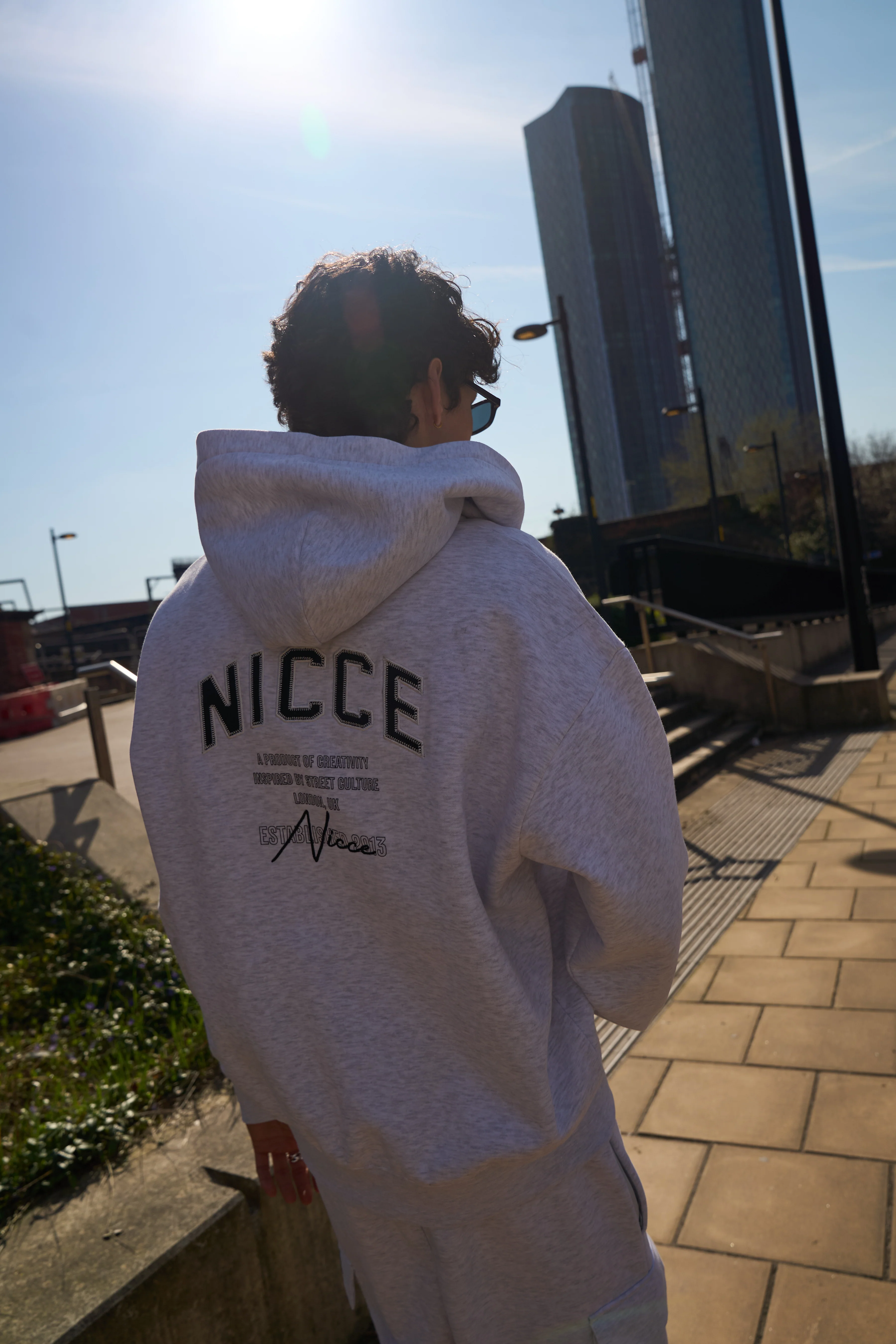 NICCE Mens Elevate Zip Thru Hoodie & Shorts Set | Grey Marl - Image 4