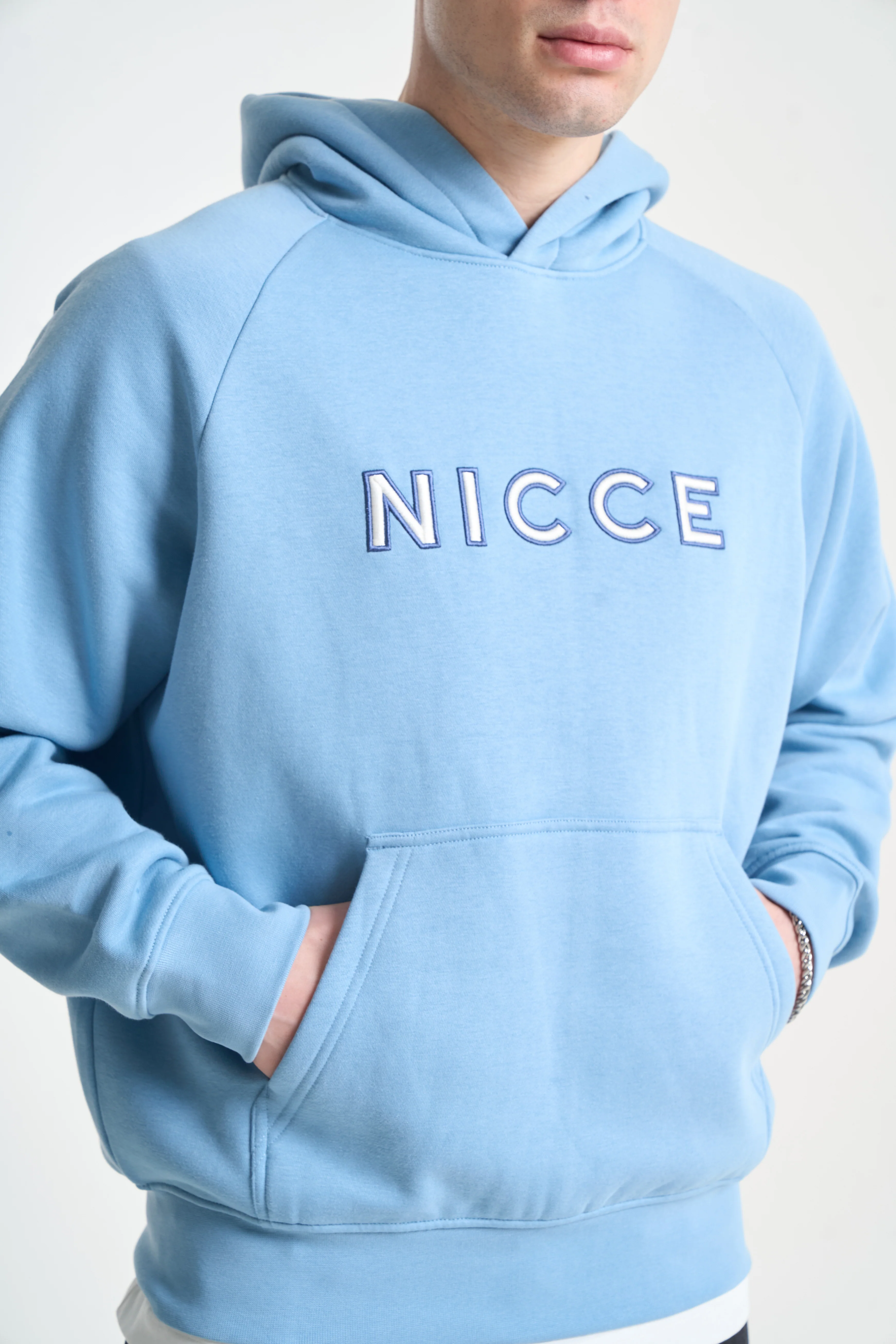 NICCE Mens Mercury Outline Hoodie | Allure Blue - Image 2