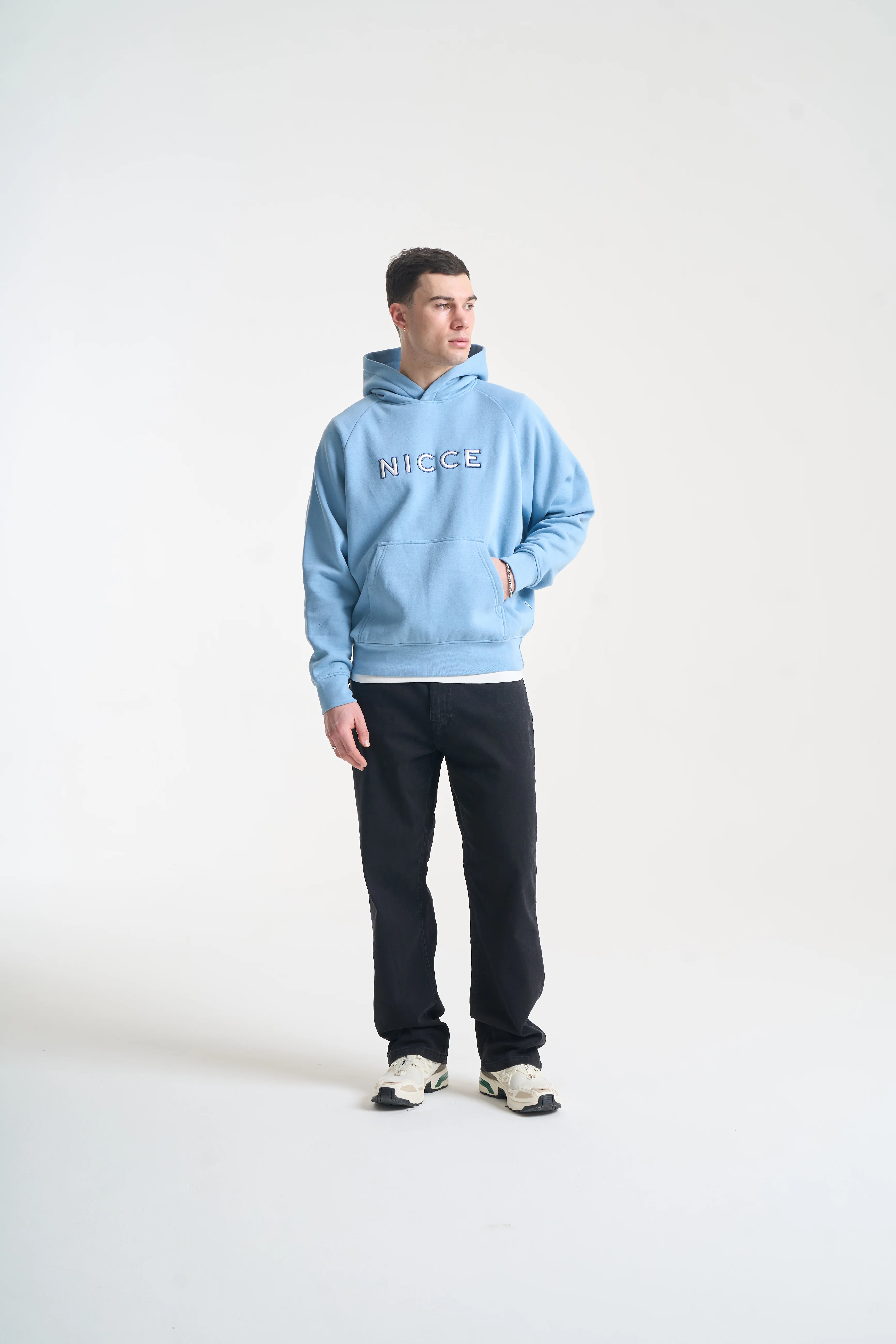NICCE Mens Mercury Outline Hoodie | Allure Blue - Image 7