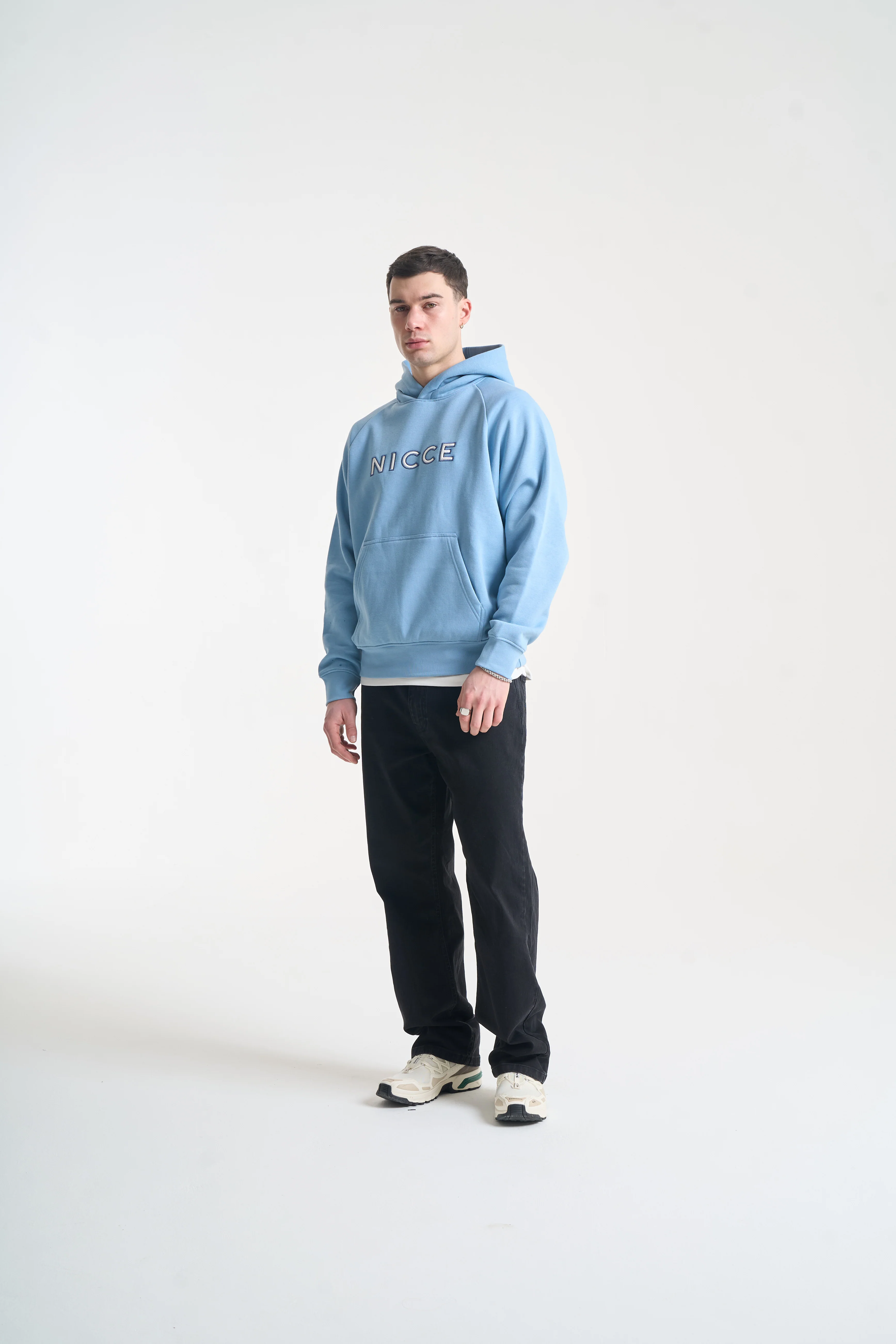 NICCE Mens Mercury Outline Hoodie | Allure Blue - Image 8