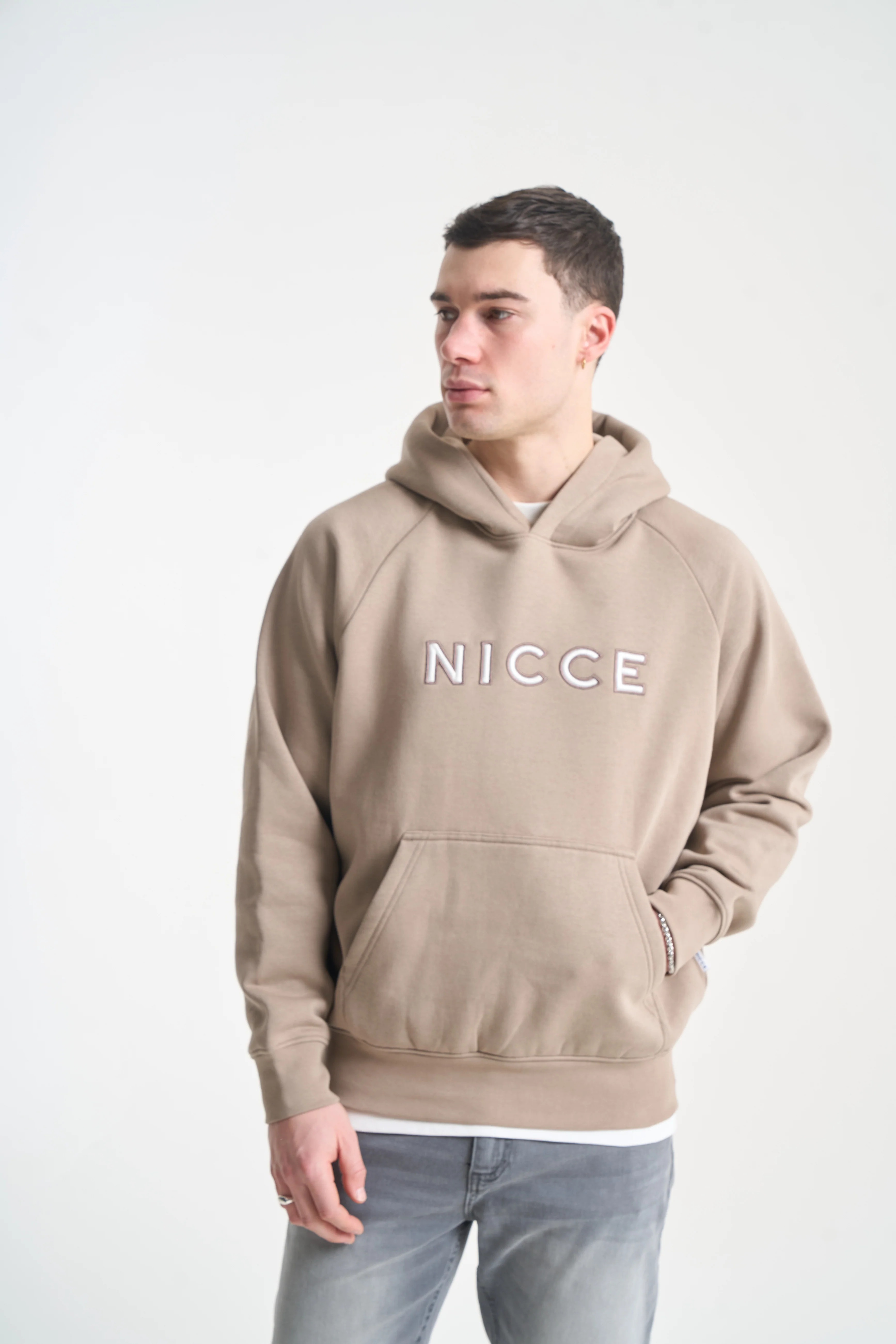NICCE Mens Mercury Outline Hoodie | Taupe Zeal