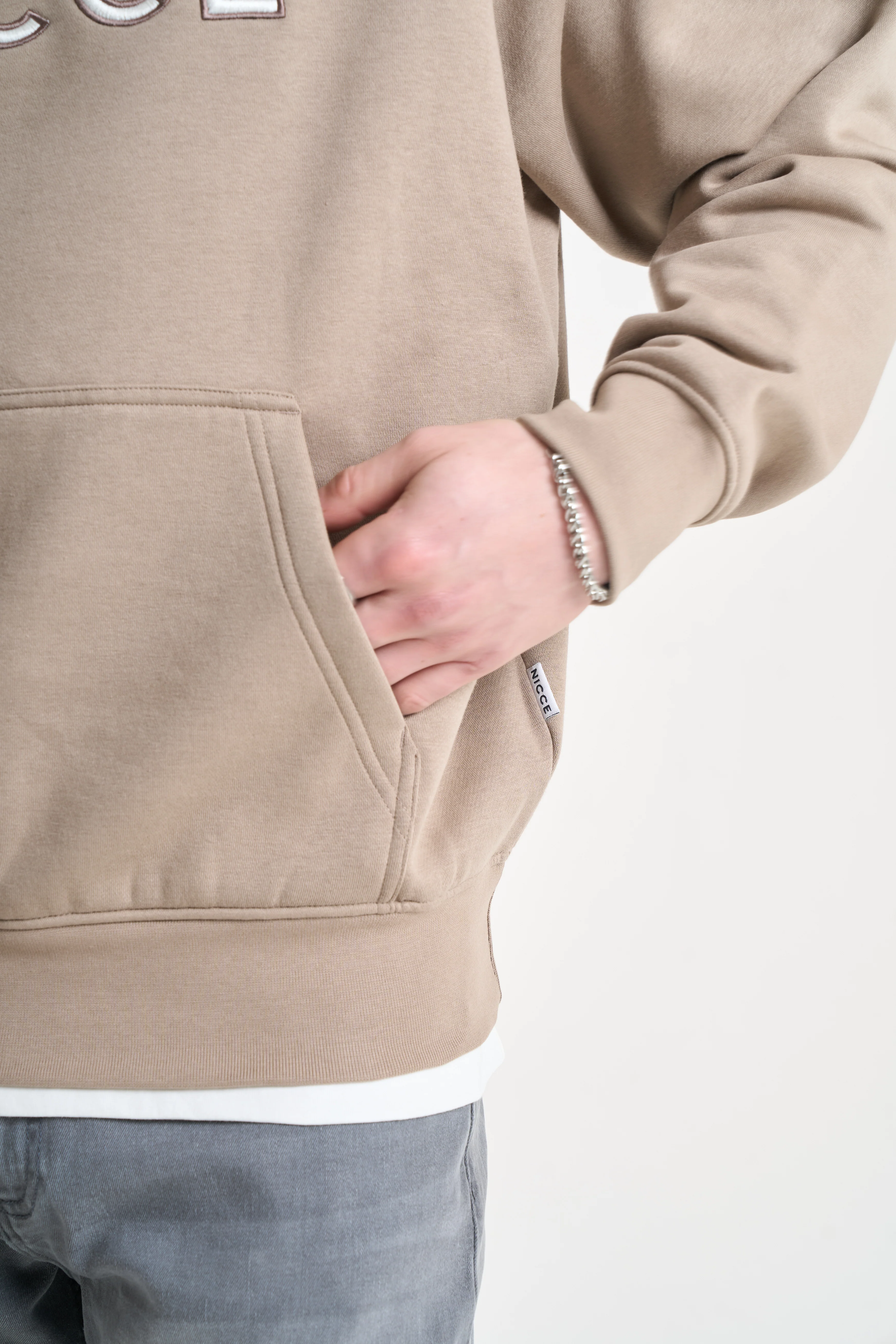 NICCE Mens Mercury Outline Hoodie | Taupe Zeal - Image 3
