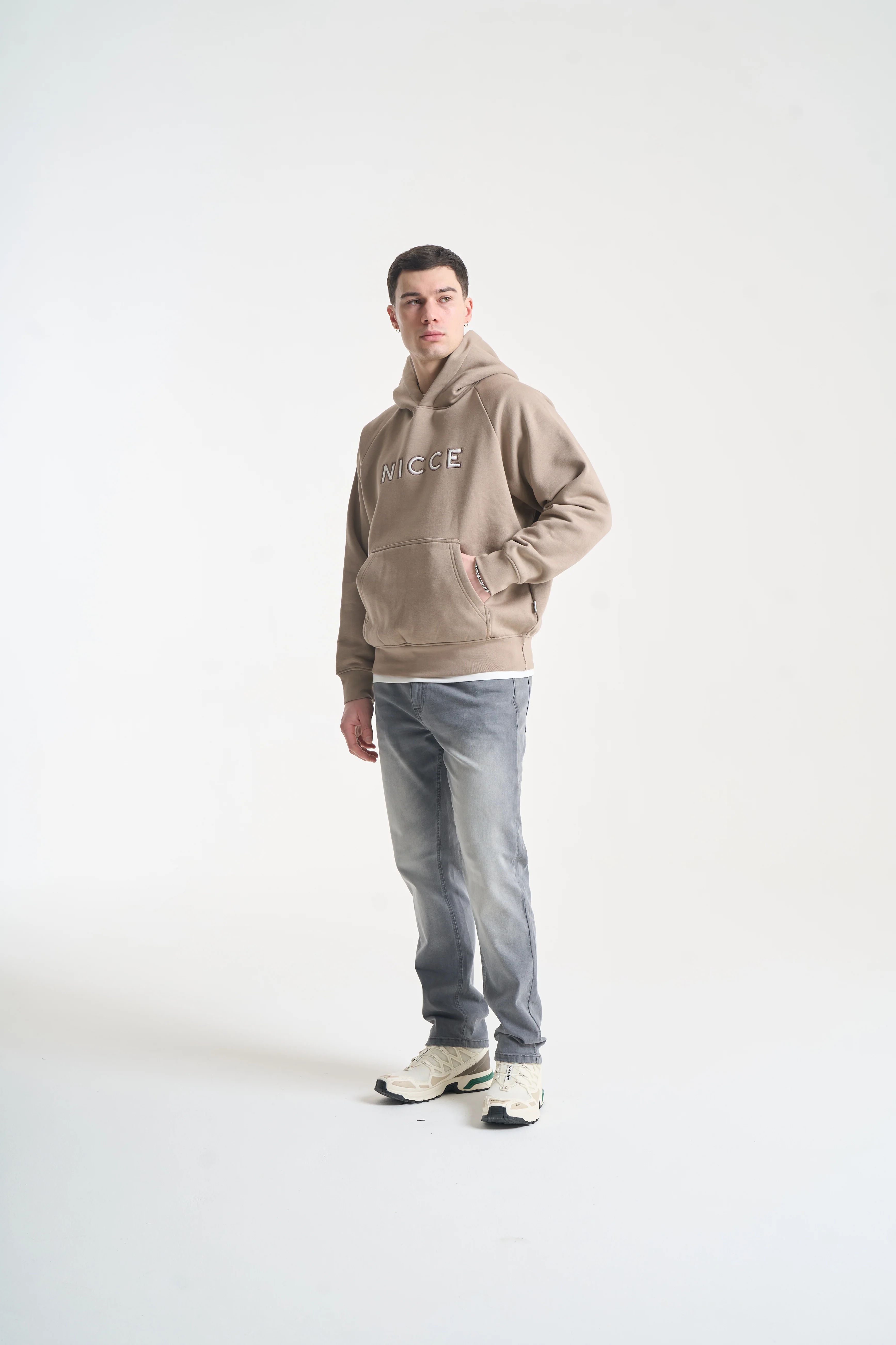 NICCE Mens Mercury Outline Hoodie | Taupe Zeal - Image 5