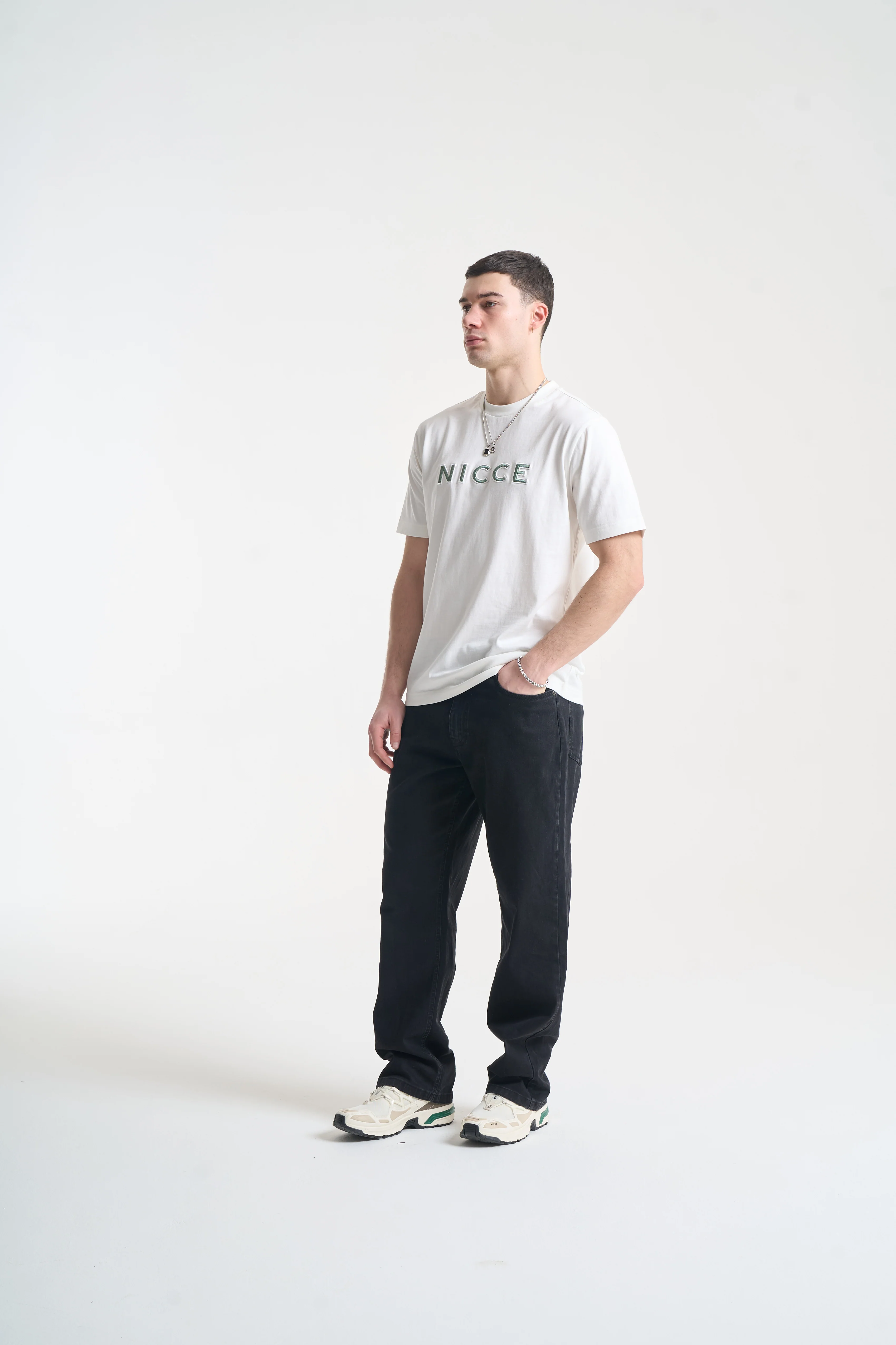 NICCE Mens Mercury Outline T-Shirt | Off White - Image 4