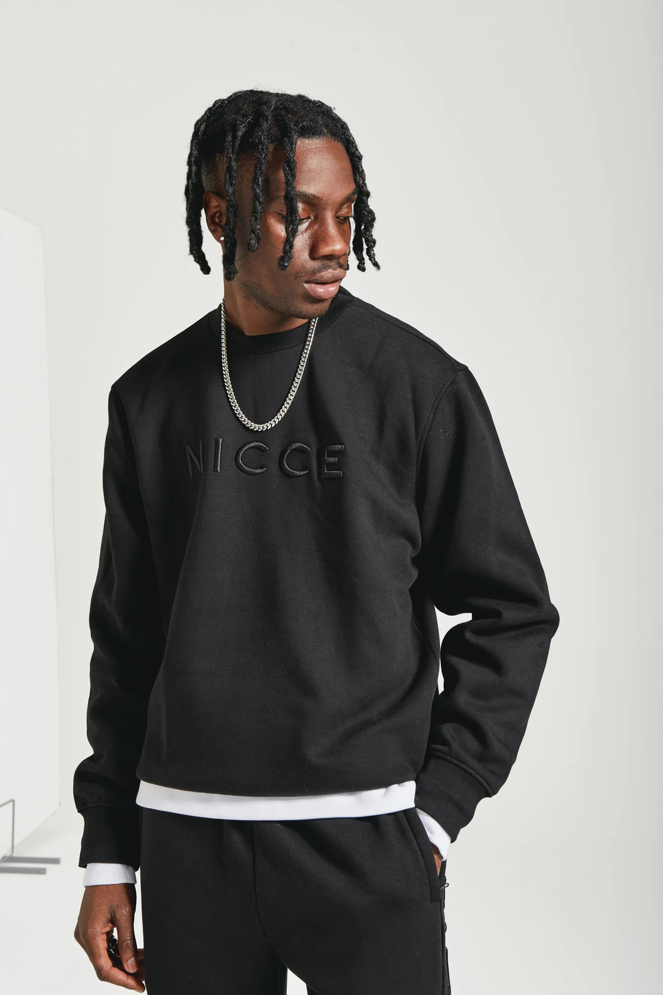 NICCE Mens Mercury Sweat & Jogger Tracksuit Set | Black - Image 3