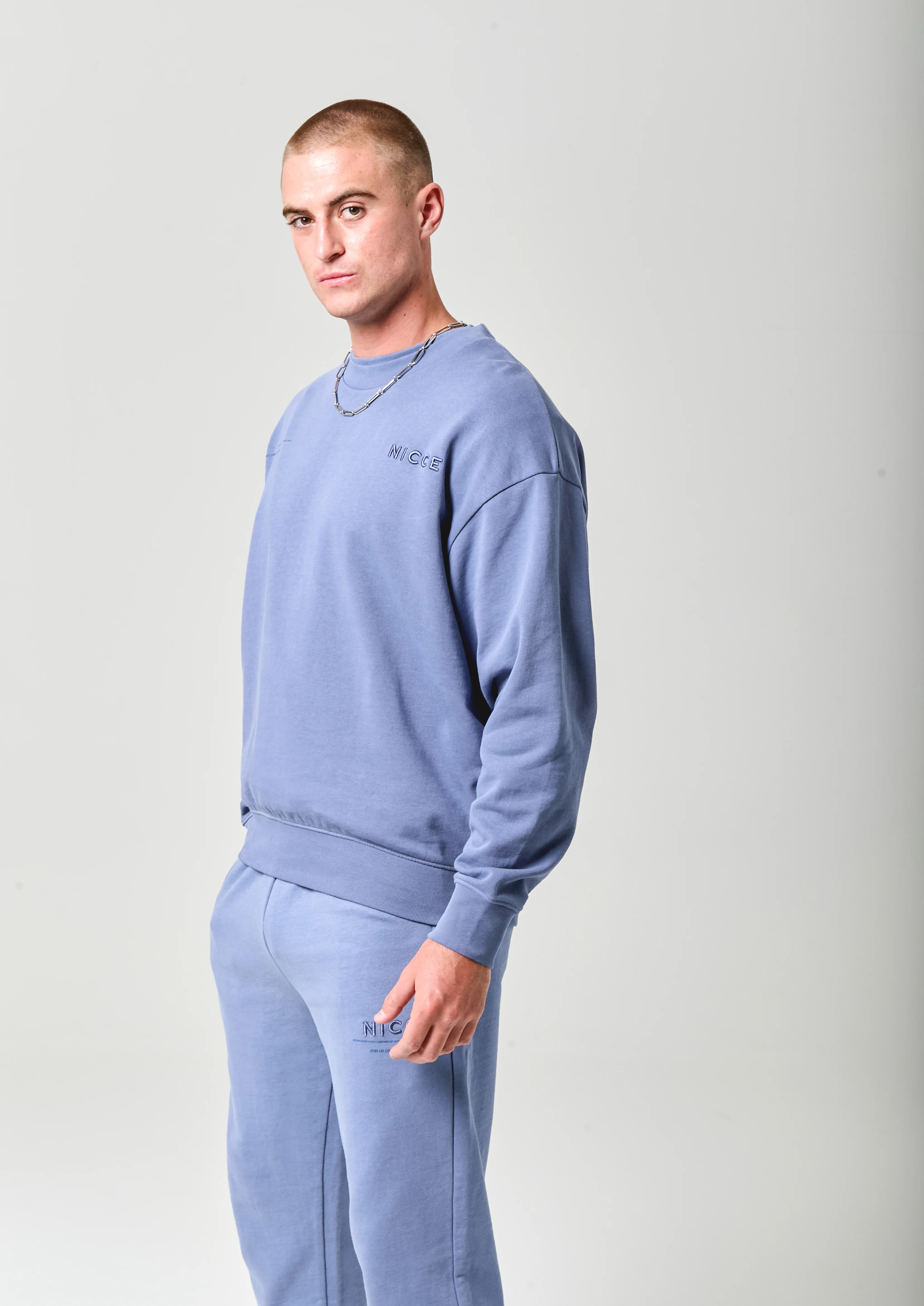 NICCE Mens Script Essential Crew | Element Blue - Image 3
