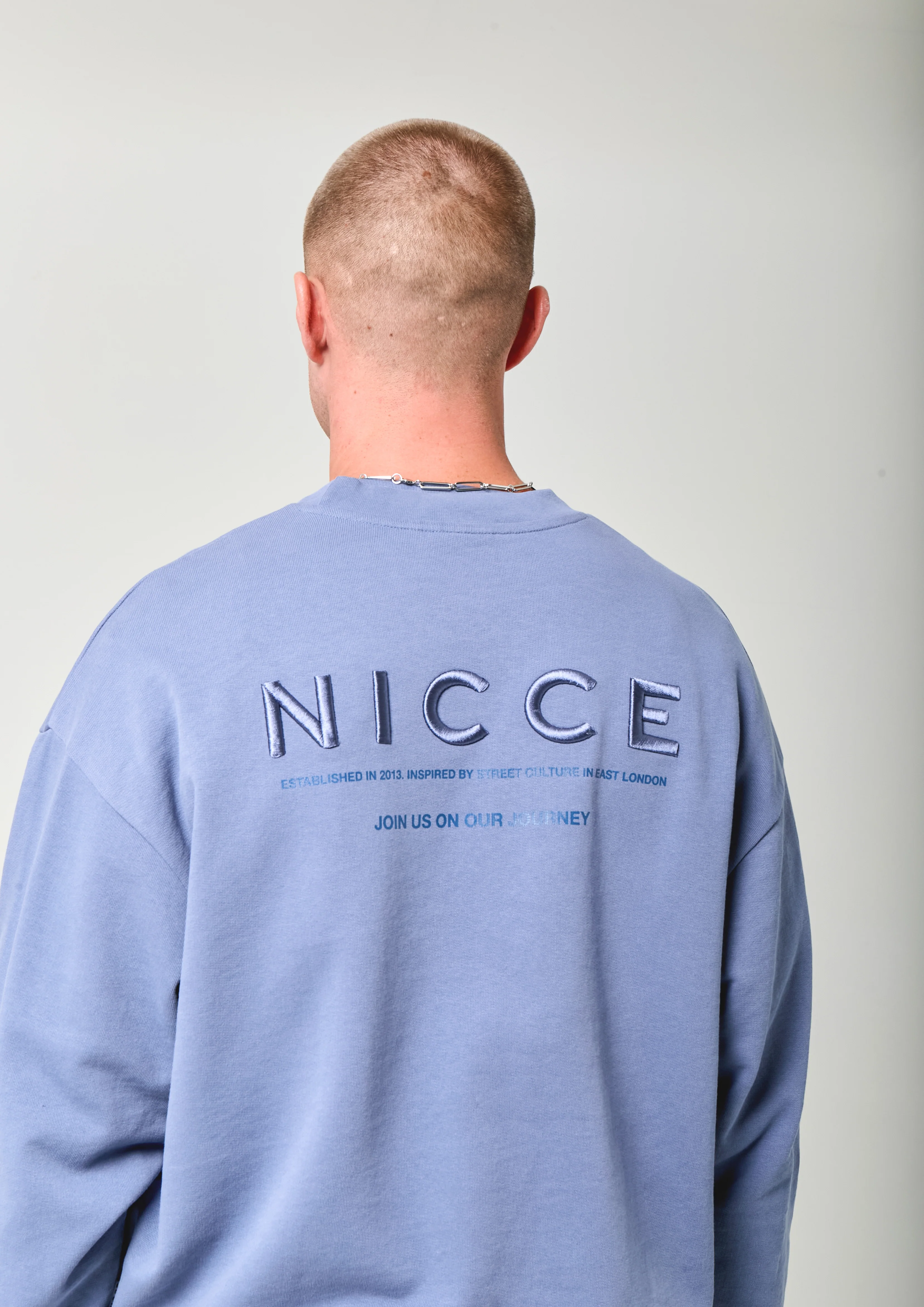 NICCE Mens Script Essential Crew | Element Blue - Image 2