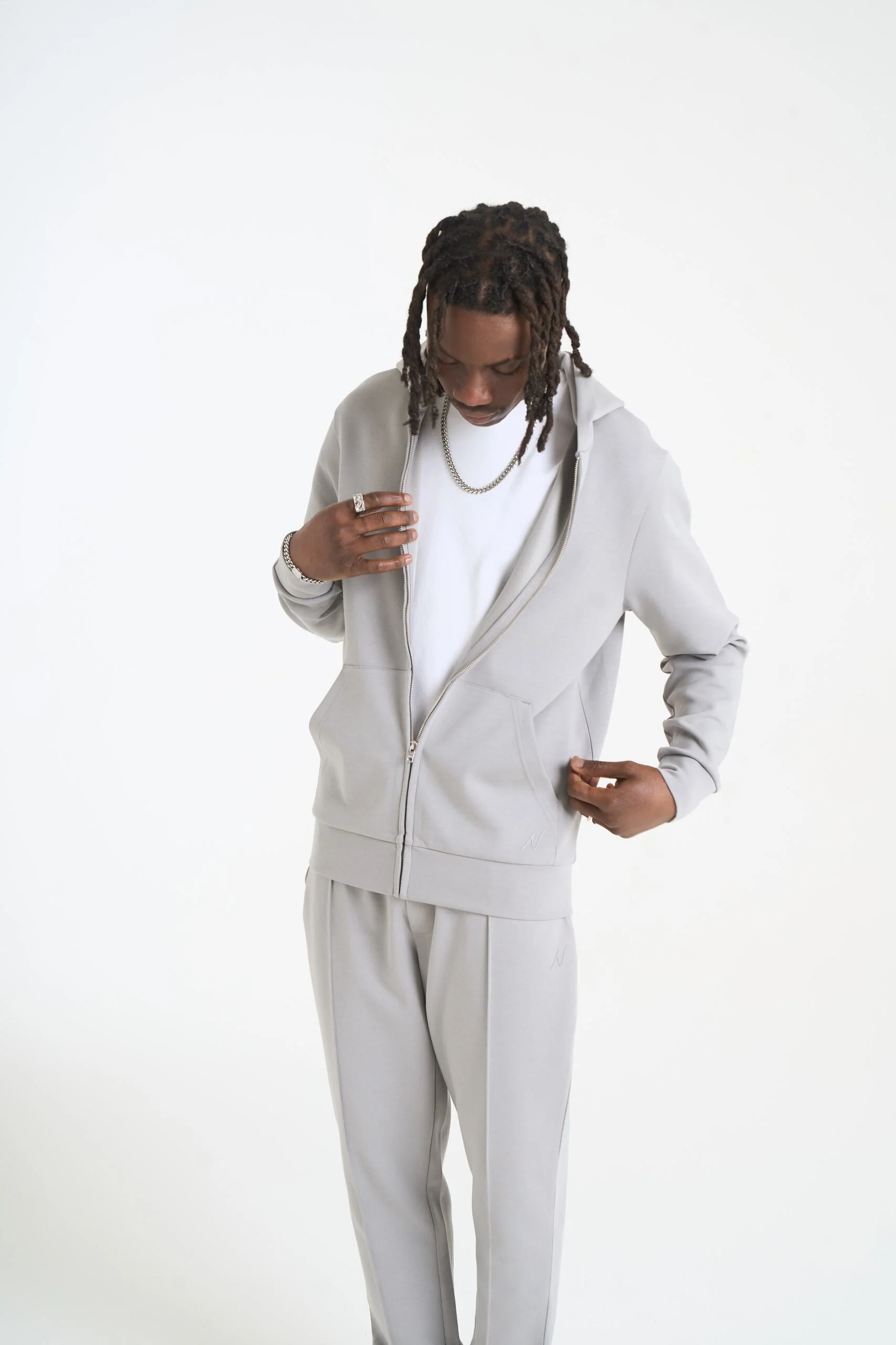 NICCE Mens Luxe Full Zip Hoodie | Circular Grey - Image 10