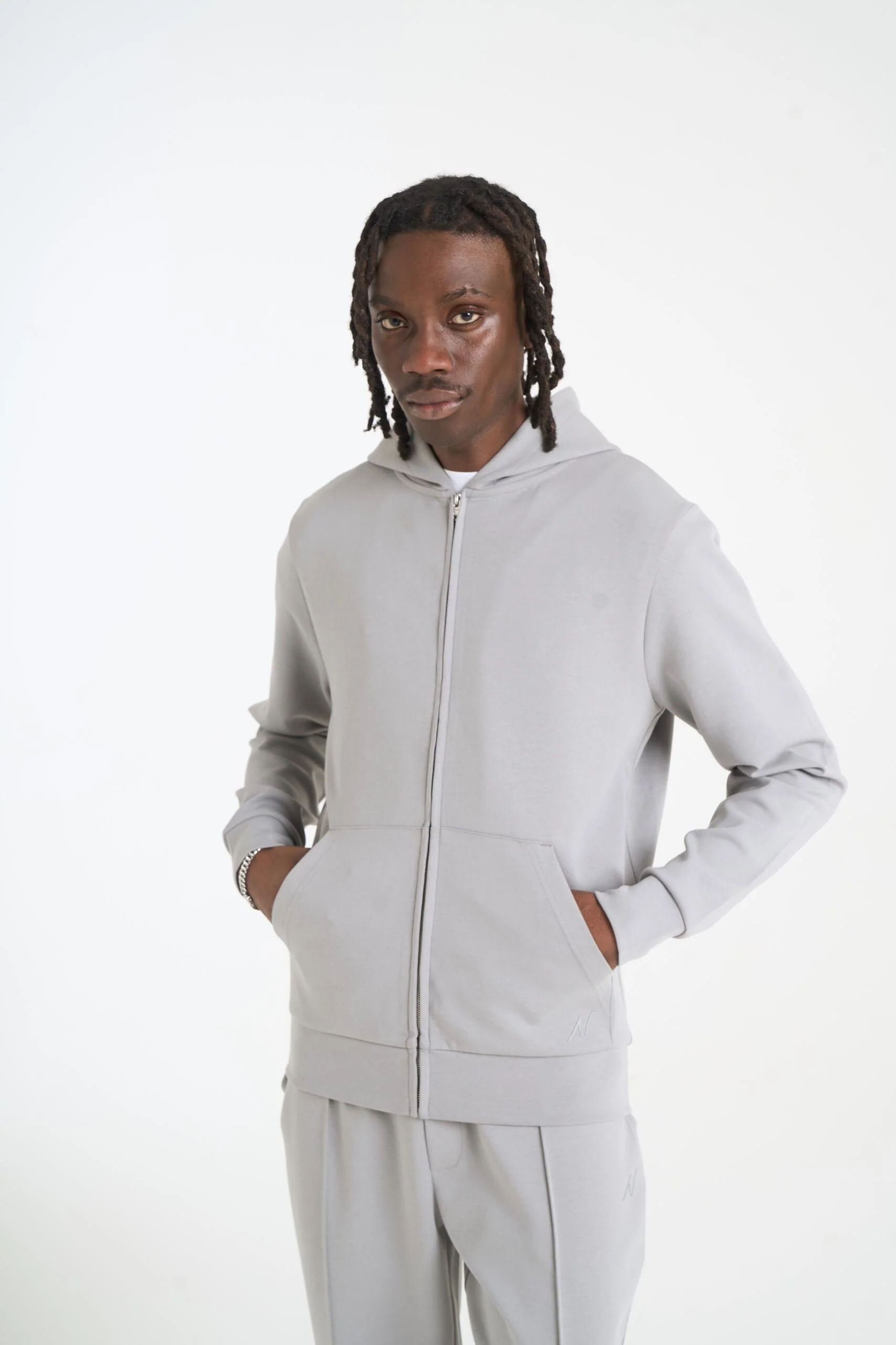 NICCE Mens Luxe Full Zip Hoodie | Circular Grey - Image 3