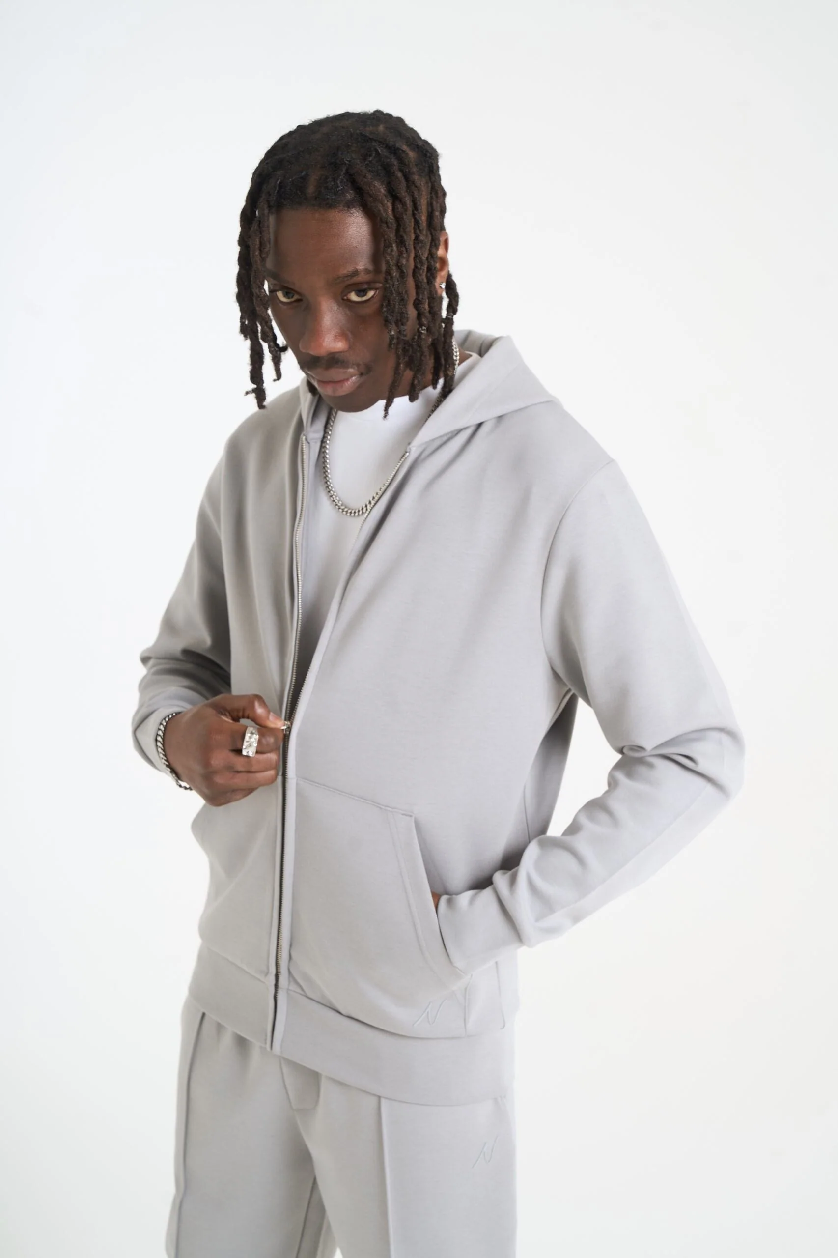 NICCE Mens Luxe Full Zip Hoodie | Circular Grey - Image 5