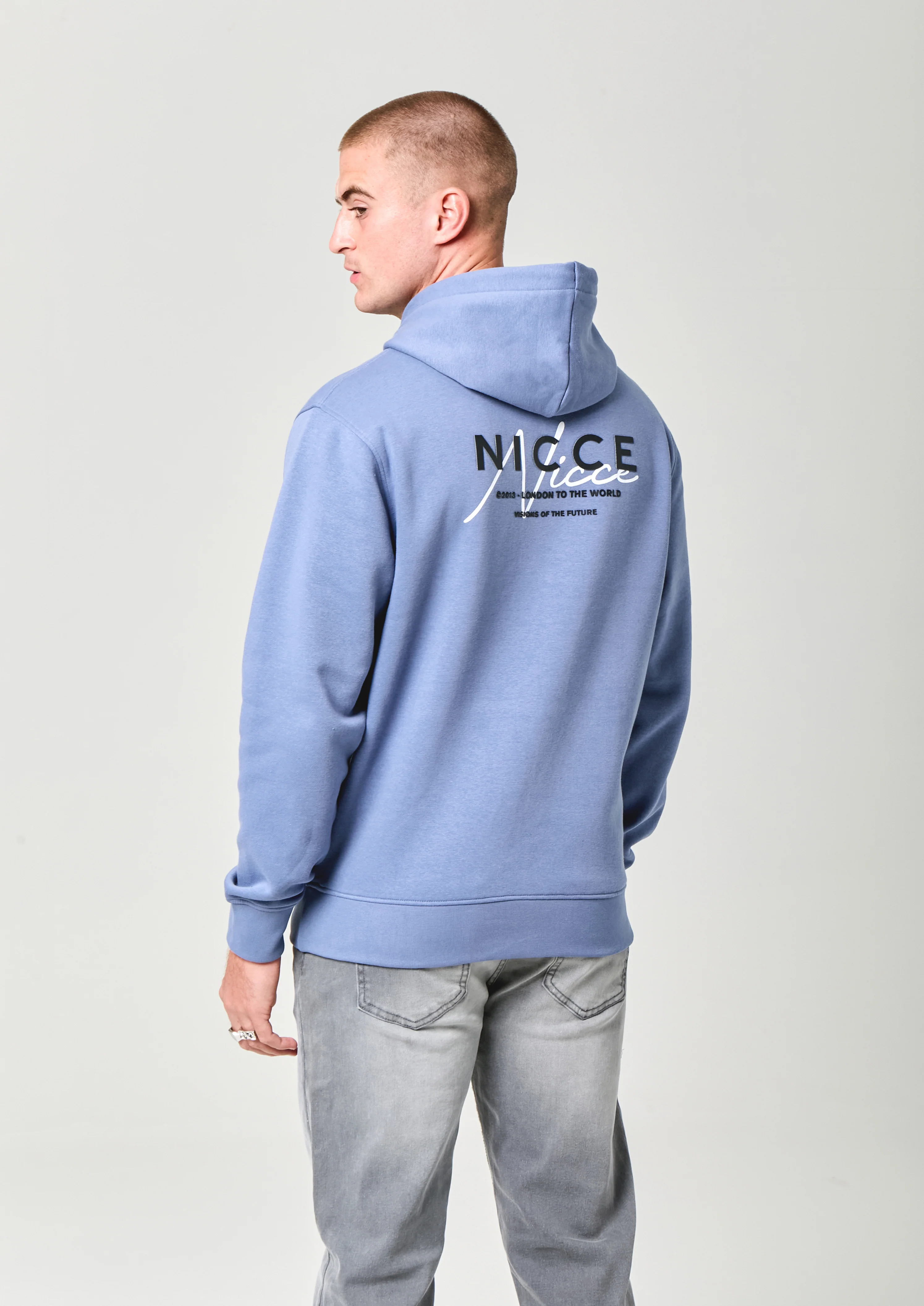 NICCE Mens World Essentials Hoodie | Element Blue - Image 3